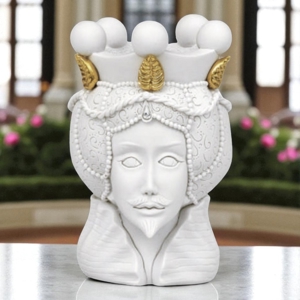 Scultura testa di moro lui bianca h17 