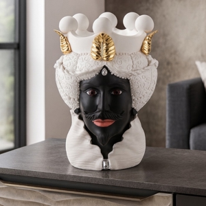 Scultura testa di moro lui h17 nero