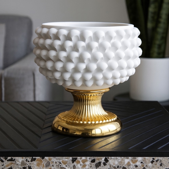 Centrotavola pigna bongelli preziosi 25cm bianca oro