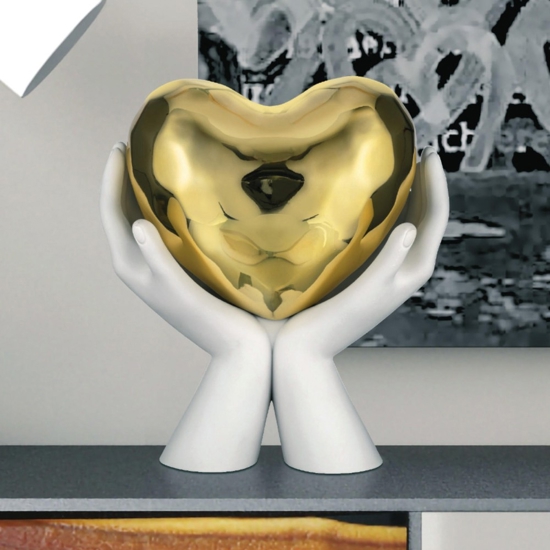 Scultura mani cuore oro 13h soprammobile