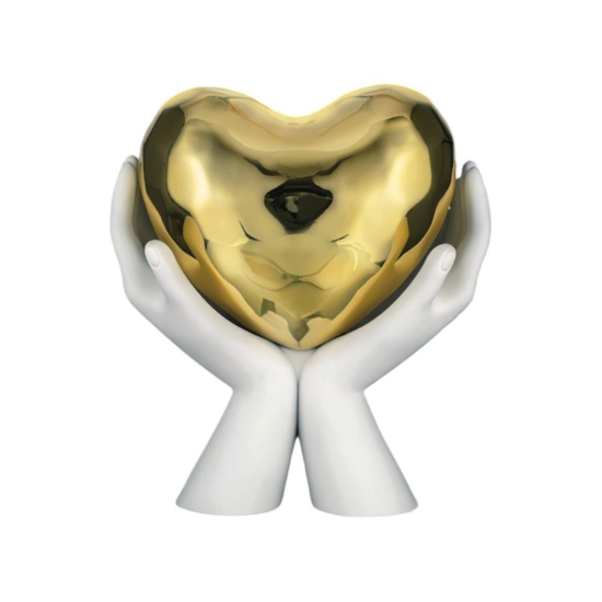 Scultura mani cuore oro 13h soprammobile