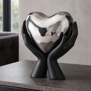 Bongelli preziosi scultura mani nere cuore argento h13 moderna