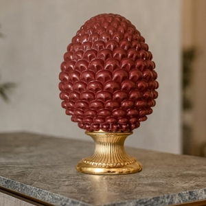 Visualizza i dettagli per Pigna da tavolo rosso oro h17 ceramica bongelli preziosi Pigna da tavolo rosso oro h17 ceramica bongelli preziosi