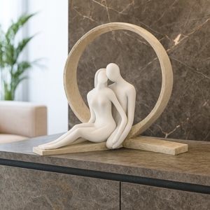 Scultura da tavolo soprammobile innamorati vortice nocciola