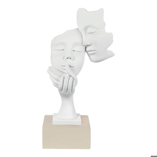 Scultura coppia volti h28 nocciola soprammobile Scultura coppia volti h28 nocciola soprammobile