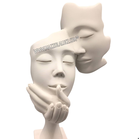 Scultura coppia volti h28 nocciola soprammobile Scultura coppia volti h28 nocciola soprammobile