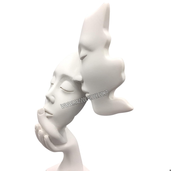 Scultura coppia volti h28 nocciola soprammobile Scultura coppia volti h28 nocciola soprammobile