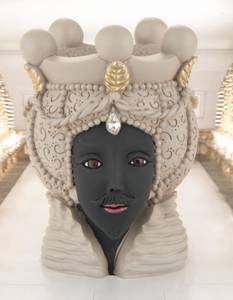 Scultura testa di moro lui nocciola h9,5