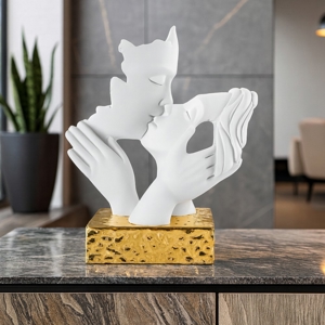 Visualizza i dettagli per Statuina scultura coppia volti base oro h14 bomboniera bongelli preziosi Statuina scultura coppia volti base oro h14 bomboniera bongelli preziosi