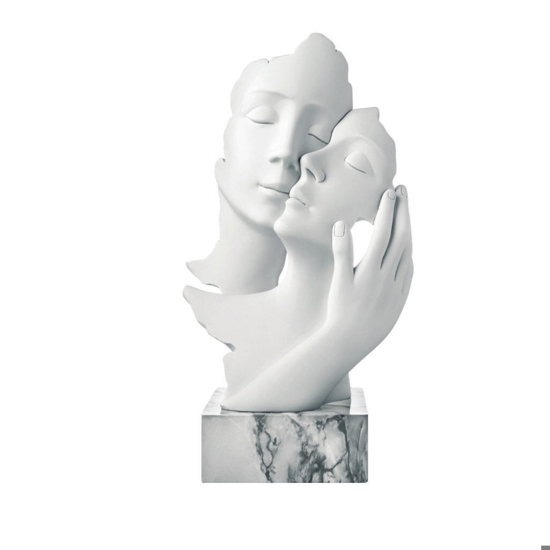 Scultura face mano h34 base marmo bianco