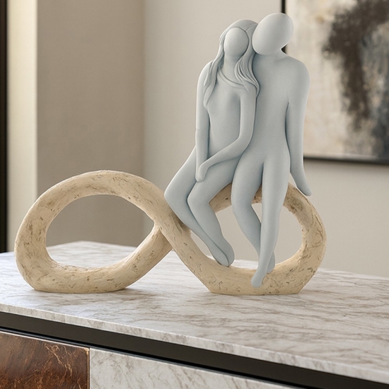 Scultura soprammobile moderno h23 coppia infinito nocciola Scultura soprammobile moderno h23 coppia infinito nocciola