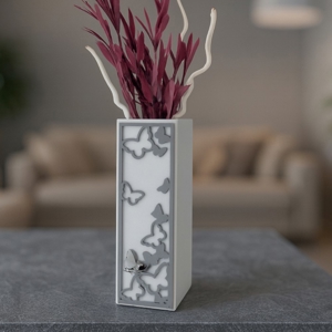 Vaso soprammobile moderno farfalle grigio bongelli preziosi