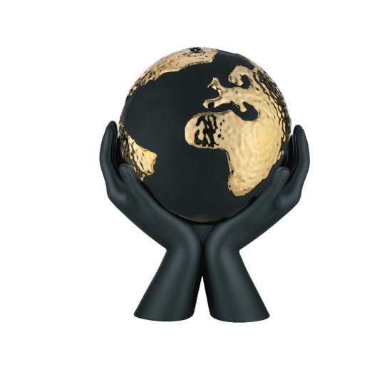 Scultura da tavolo h36 mani mondo nero oro bongelli preziosi Scultura da tavolo h36 mani mondo nero oro bongelli preziosi