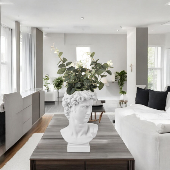 Scultura da tavolo testa david vaso bianco h30 Scultura da tavolo testa david vaso bianco h30