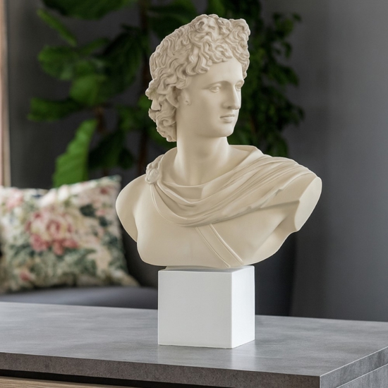 Scultura busto apollo nocciola h33  Scultura busto apollo nocciola h33