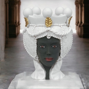 Testa di moro lei nera h9,5 soprammobile bongelli preziosi