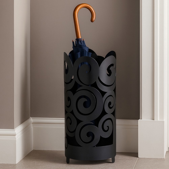 Portaombrelli metallo nero design moderno metallo traforato