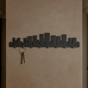 Portachiavi da parete skyline legno grigio quarzo