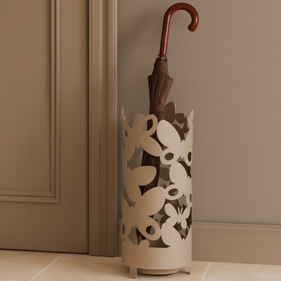 Portaombrelli farfalle moderno metallo beige
