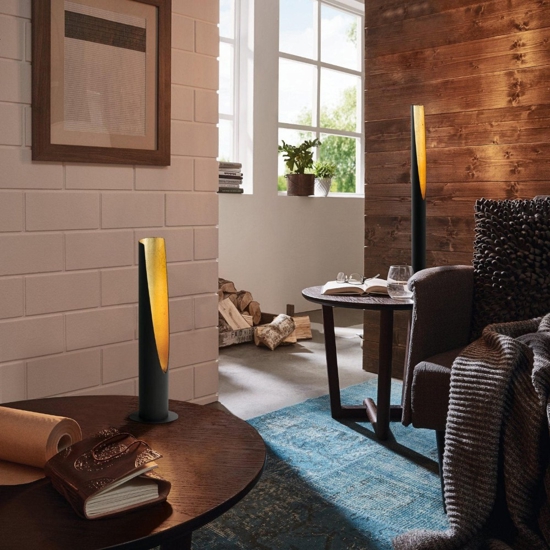 Lampada da tavolo per soggiorno moderno nero oro barbotto eglo Lampada da tavolo per soggiorno moderno nero oro barbotto eglo