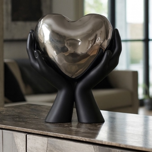 Soprammobile mani nere cuore argento h31 moderno bongelli preziosi