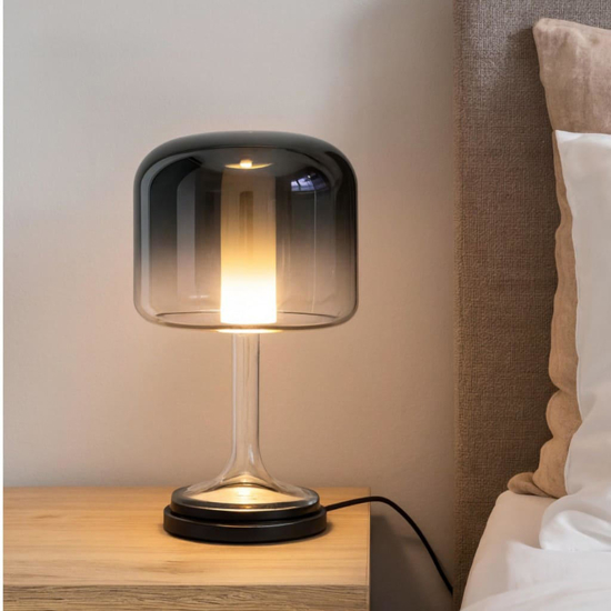 Lampada da comodino abat-jour maytoni spirito led 3000k vetro grigio fumo