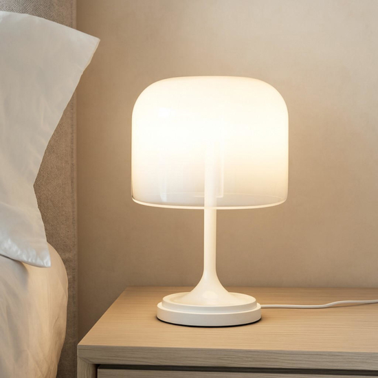 Abat-jour lampada da comodino maytoni spirito vetro bianco led 3000k