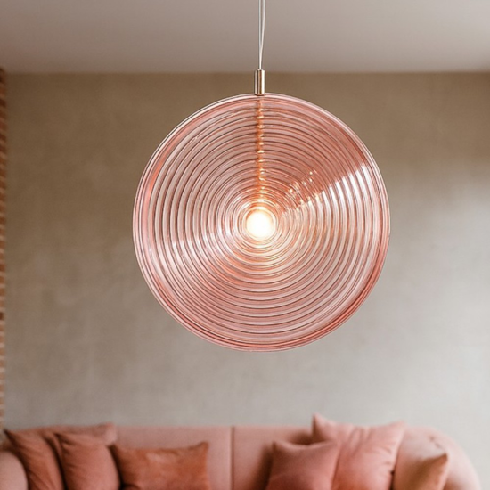 Lampadario moderno ondaluce jokey gr vetro rosa led 3000k 45cm Lampadario moderno ondaluce jokey gr vetro rosa led 3000k 45cm
