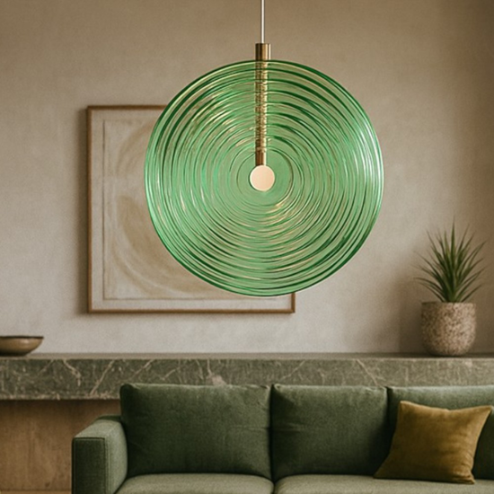So jokey gr ondaluce lampadario moderno vetro verde led 3000k 45cm