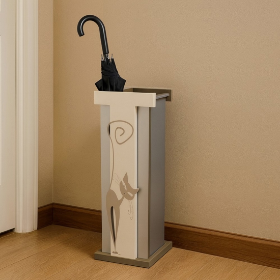 Portaombrelli moderno gatto legno tortora