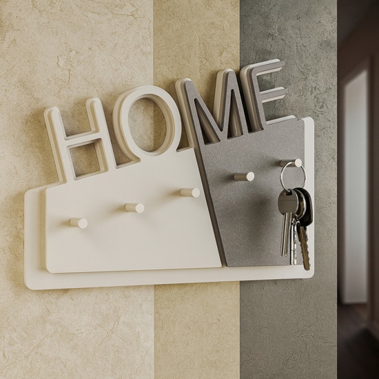 Appendichiavi moderno per ingresso da parete magnetico legno bianco alluminio