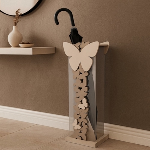 Portaombrelli moderno farfalle legno colore tortora