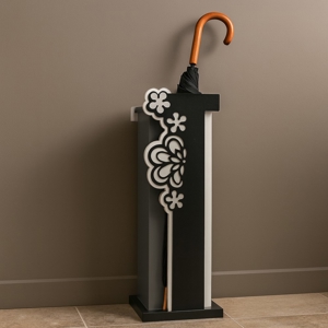 Visualizza i dettagli per Merletto portaombrelli moderno legno colore nero Merletto portaombrelli moderno legno colore nero