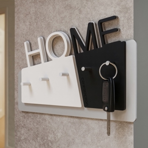 Visualizza i dettagli per Porta chiavi da parete per ingresso moderno magnetico legno bianco nero Porta chiavi da parete per ingresso moderno magnetico legno bianco nero