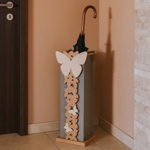 Portaombrelli moderno farfalle legno colore abbronzato