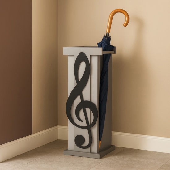Portaombrelli moderno musicale chiave di violino legno nero grigio