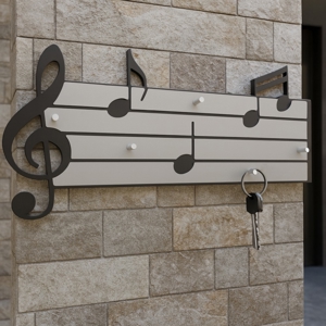 Appendichiavi musicale da parete legno nero e grigio 