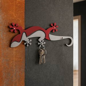 Appendichiavi da parete geko rosso rubino grigio magnetico