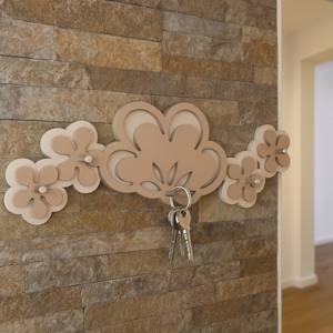 Portachiavi da parete moderno magnetico merletto legno colore caffelatte