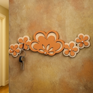 Visualizza i dettagli per Appendichiavi moderno da parete magnetico legno traforato colore terracotta Appendichiavi moderno da parete magnetico legno traforato colore terracotta