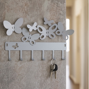 Appendichiavi da parete farfalle colore grigio