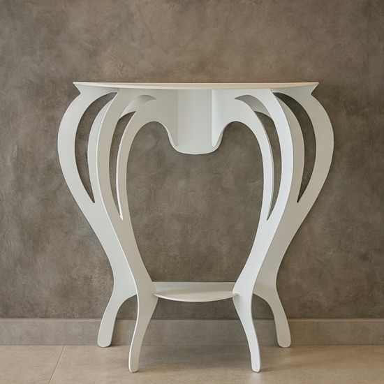 Consolle ballerina piccola in metallo bianco