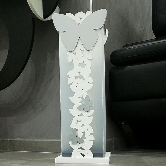 Portaombrelli moderno farfalle legno bianco grigio
