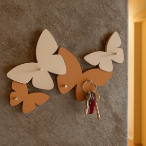 Appendichiavi da parete magnetico farfalle colore abbronzato moderno