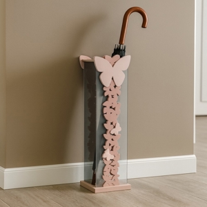 Portaombrelli moderno farfalle legno rosa nuvola