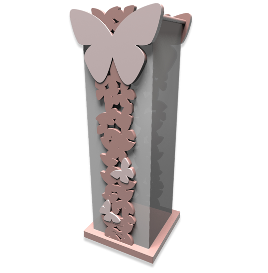 Portaombrelli moderno farfalle legno rosa nuvola