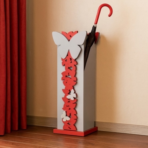Portaombrelli farfalle moderno legno colore rosso rubino grigio