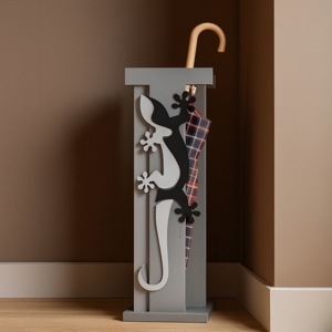 Visualizza i dettagli per Portaombrelli moderno geko legno nero  Portaombrelli moderno geko legno nero