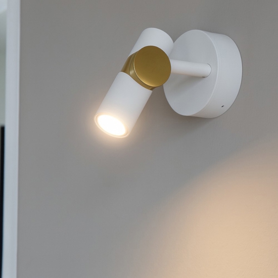 Applique da parete orientabile linea light goose bianco e oro