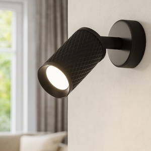 Applique da parete con spot nero cilindro rigato orientabile maytoni focus